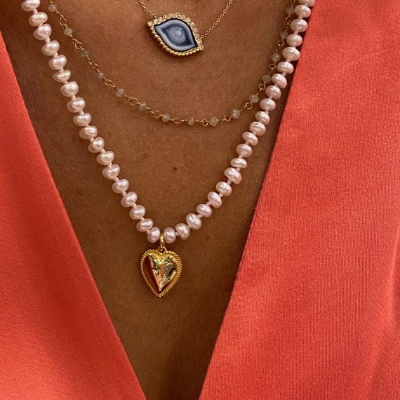 Collana con più cuori in argento sterling, collana con cuore personalizzata, girocollo con cuore d'amore, regalo per la festa della mamma, collana con cuore iniziale in argento - Italia