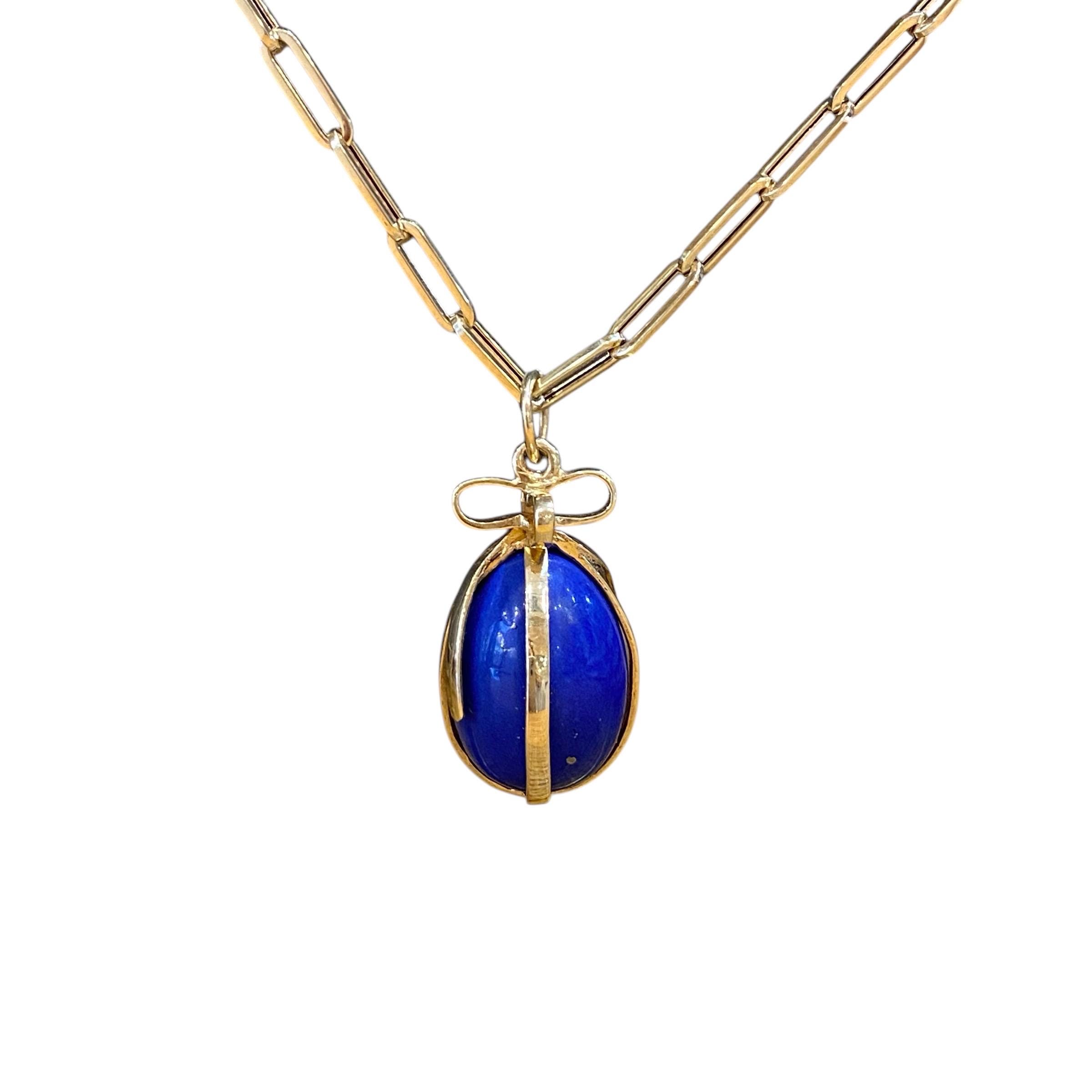 アクセサリー ifsixwasnine avata blue egg necklace Lapis Lazuli Egg Pendant Wrapped by 14k Yellow Gold. Spring