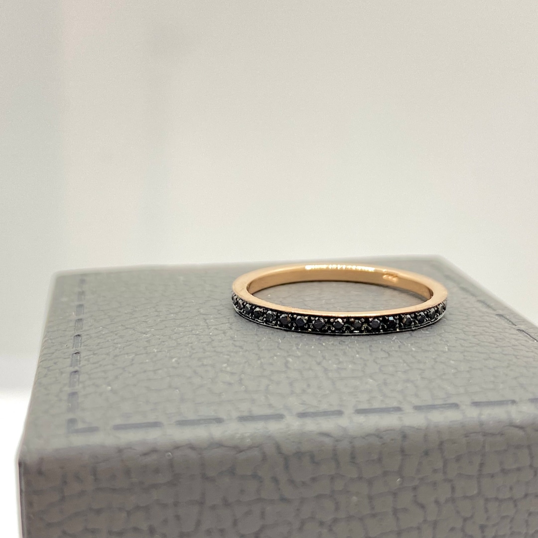 14k Solid Gold Band Encrusted With Natural Black Diamonds. Stacking ...