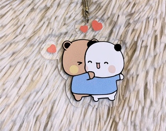 Porte-clés Mural Acrylique Bubu And Dudu – Couple D’ours Mignons – Pour Sac à Dos, Clés De Voiture, Déco – Cadeau Kawaii Pour Elle