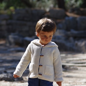 100% Organic knit baby cardigan, Toddler sweater, Hand Knitted Unisex CardiganKnit Baby cardigan, Unisex baby clothes ,Organic Baby Sweater,