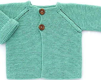Hand Knitted Organic Baby Cardigan,Hand Knit Baby Sweater, Hand Knitted Baby Clothing,  Organic Unisex Baby Clothes ,Baby Jacket, Hand made