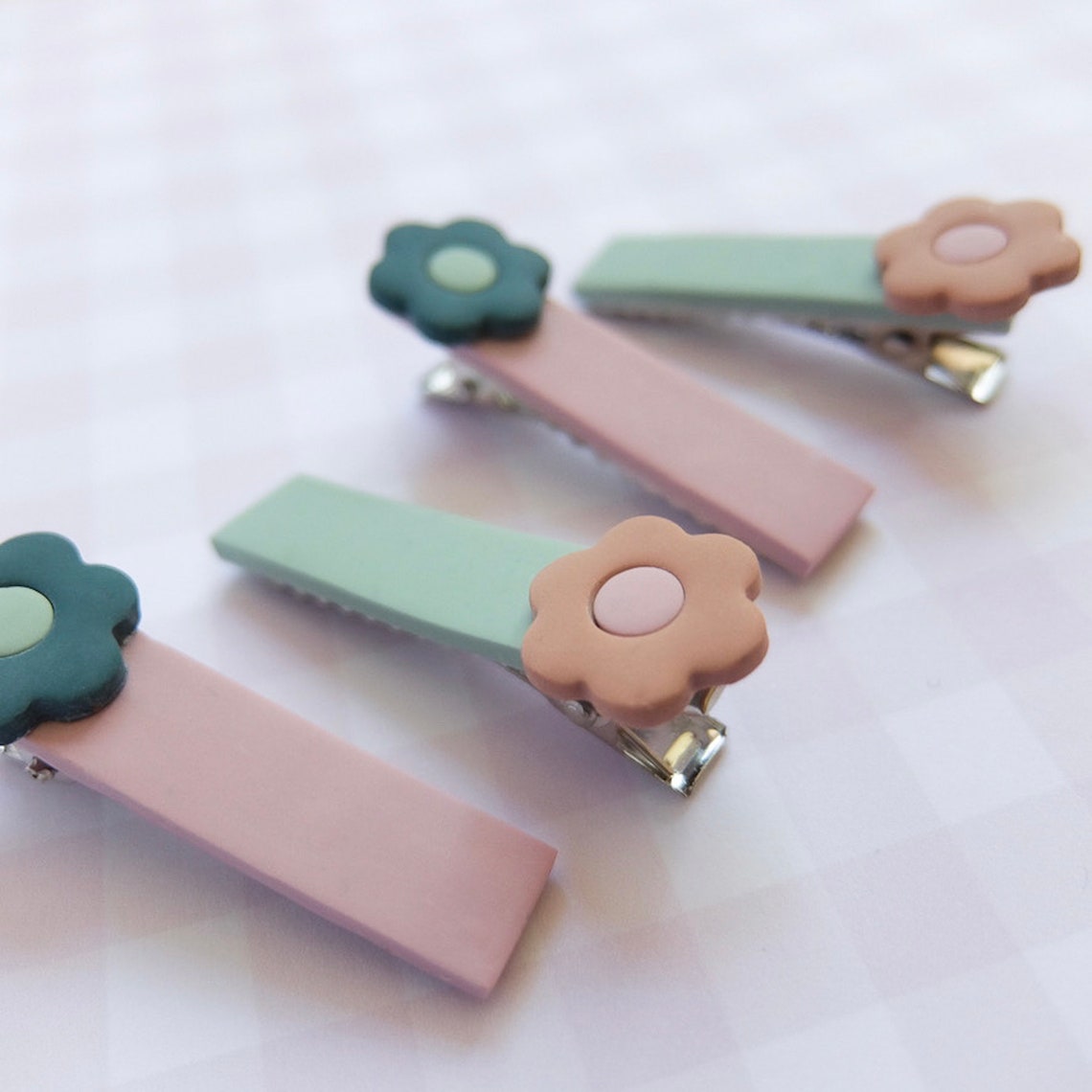 Floral Hair Clip Set Colourful Mini Hair Clips Polymer Clay Etsy