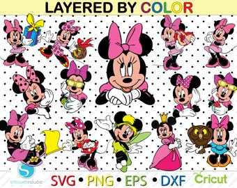 Minnie Maus Plotterdatei, Minnie Maus Clipart png, Mickey Minnie Kopf svg png, Prinzessin svg-Dateien für Cricut und Silhouette, digitaler Download