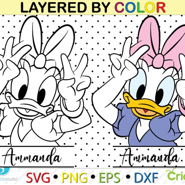 Daisy duck svg, split daisy Monogram Frame Svg, dxf cut file, instant download, layered by color, svg file for cricut,monogram frame svg