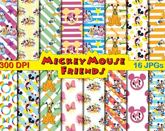 Mickey Mouse Digital Paper, Minnie Mouse, Mickey Minnie Background,Reapeted  Seamless Pattern, Mickey Mouse Printables....