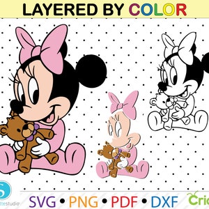 Baby Minnie Mouse Svg clipart, Baby Minnie Mouse clipart png, minnie mouse for cricut, cutting files baby minnie, silhouette, vector files