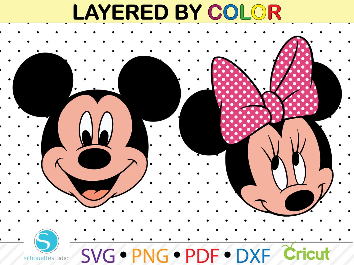 Mickey and Minnie Mouse Head Svg Mickey and Minnie Mouse Head | Etsy