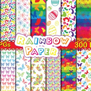 Rainbow digital paper,Bright colors rainbow, rainbow seamless patterns,bright colors, scrapbooking paper, instant download...