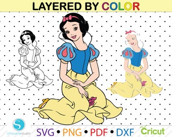 Snow White Svg, Snow White clipart png, snow white svg file, vector file for cricut, pdf dxf jpg svg png, princess snow white, cutting files