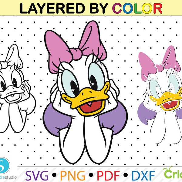 Daisy Duck svg, daisy duck clipart png dxf svg jpg, daisy duck for cricut, dxf cutting files, layered by color, vector file svg for cricut..