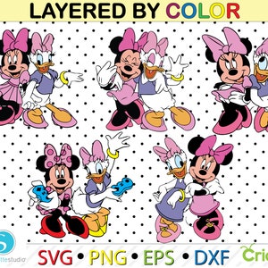 Minnie Mouse Daisy Duck svg, Minnie Bundle svg, Daisy Duck svg bündel, Clipart png, überlagert durch Farbe svg, Dxf schneiden Dateien, tshirt svg, Becher svg
