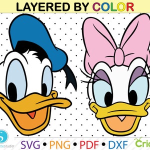 Daisy Duck  and Donald Duck svg,Daisy Duck  and Donald Duck clipart png,daisy duck for cricut,dinald duck cut file,layered svg,cutting files