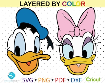 Daisy Duck und Donald Duck SVG, Geschichtete Schneiddateien (Digitaler Download)