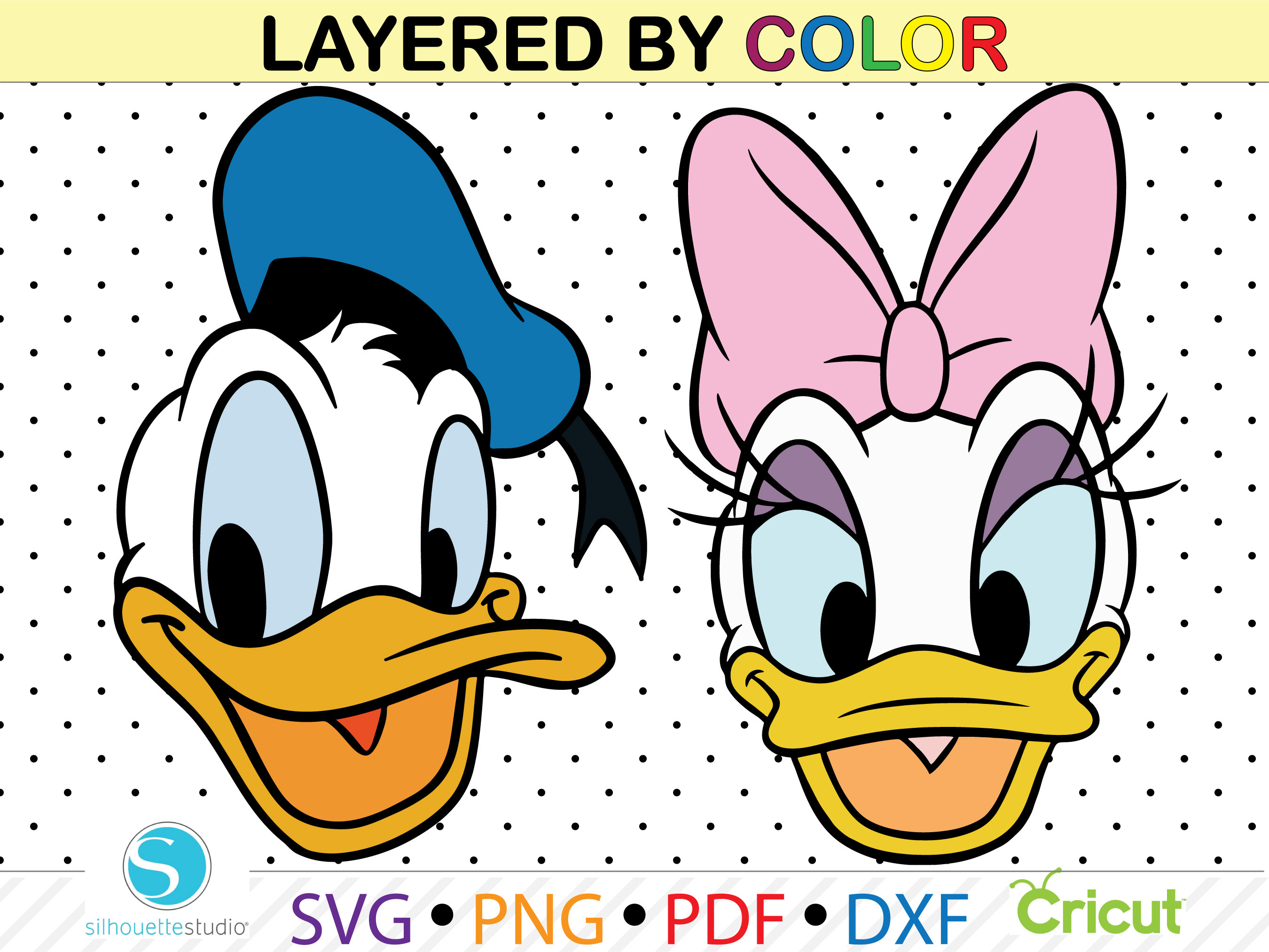 Daisy Duck and Donald Duck Svg,daisy Duck and Donald Duck Clipart Png,daisy  Duck for Cricut,dinald Duck Cut File,layered Svg,cutting Files 
