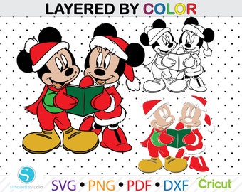 Weihnachten Mickey und Minnie (svg, png, pdf, dxf)