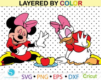 Minnie mouse svg,dxf cut file,Daisy duck svg, birthday svg,minnie birthday, minnie clipart, minnie mouse clubhouse, minnie head svg