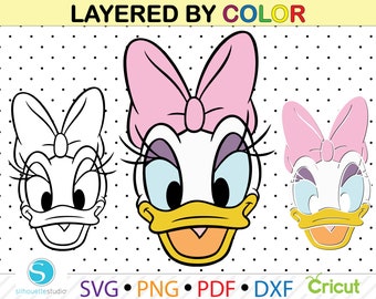 Daisy Duck Kopf Clipart, geschichtete SVG, Cricut Schnitt Datei (digitaler Download)