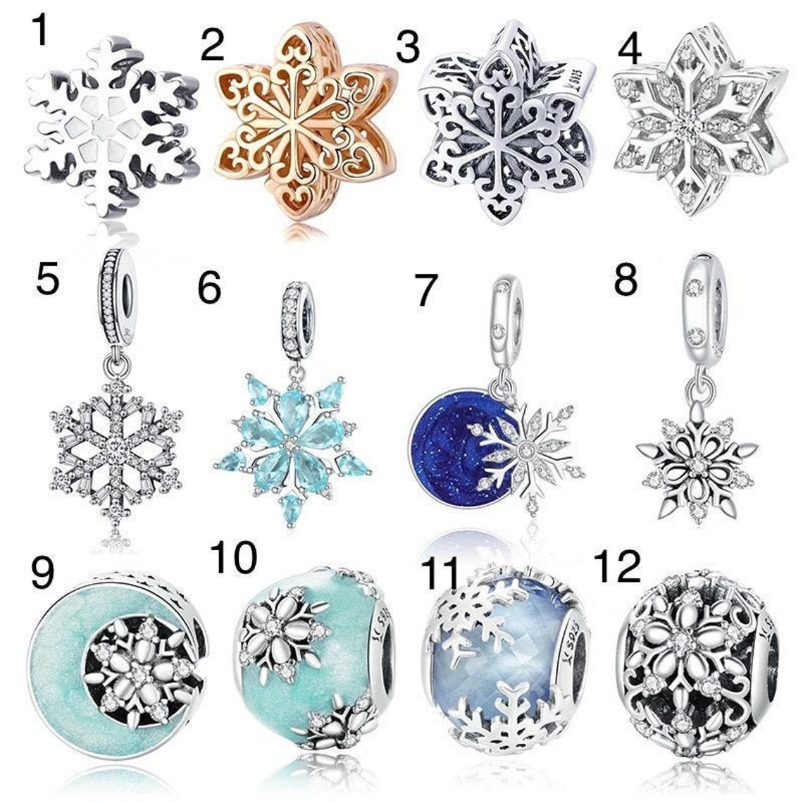 Pandora Charms Style Bracelet Charms snowflake Charm Etsy