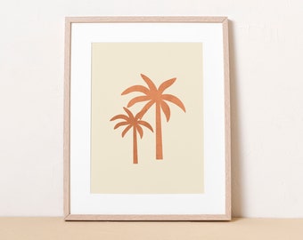 Minimalist Beach Palm Trees Print, Printable Tropical Wall Art, Boho Palms Art Print, Tropical Boho Print, Botanical Art, DIGITAL DOWNLOAD
