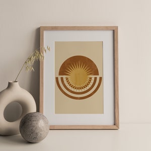 Geometric Bohemian Sun Art Print | Minimalist Sun Poster | Boho Sun Wall Art | Earth Tone Print | Fall Color Sun Print DIGITAL DOWNLOAD