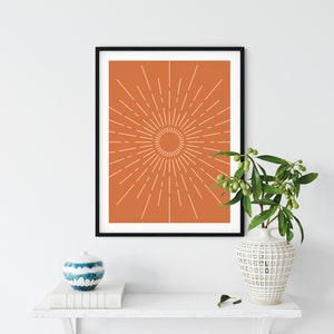 Burnt Orange Sunburst Art Print, Abstract Terra Sunburst Wall Art, Minimalist Terracotta Poster, Earthy Wall Print, Poster, DIGITAL DOWNLOAD image 7
