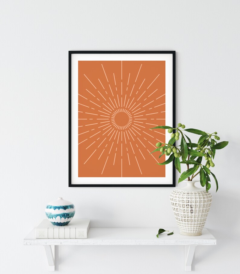 Burnt Orange Sunburst Art Print, Abstract Terra Sunburst Wall Art, Minimalist Terracotta Poster, Earthy Wall Print, Poster, DIGITAL DOWNLOAD image 7