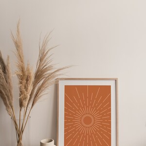 Burnt Orange Sunburst Art Print, Abstract Terra Sunburst Wall Art, Minimalist Terracotta Poster, Earthy Wall Print, Poster, DIGITAL DOWNLOAD image 10