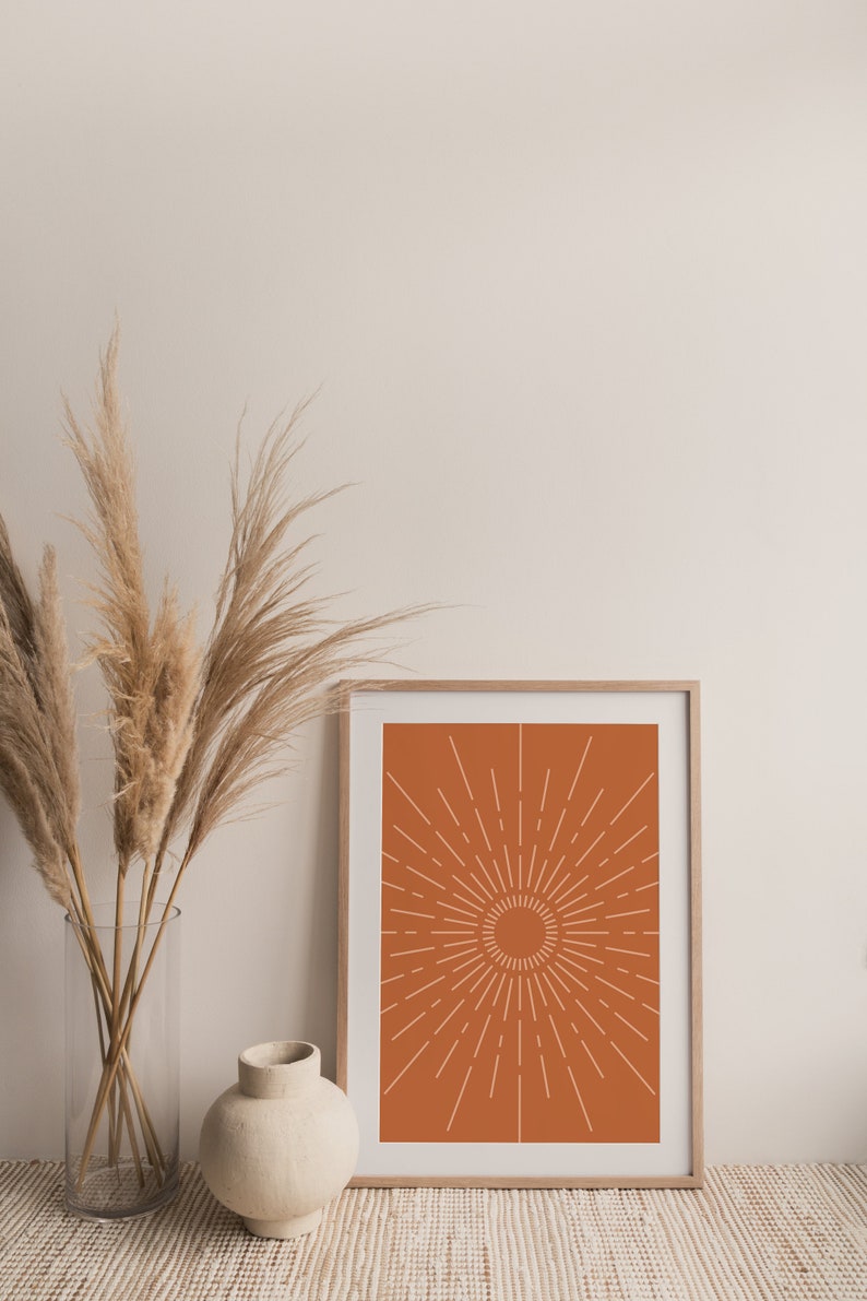 Burnt Orange Sunburst Art Print, Abstract Terra Sunburst Wall Art, Minimalist Terracotta Poster, Earthy Wall Print, Poster, DIGITAL DOWNLOAD image 10