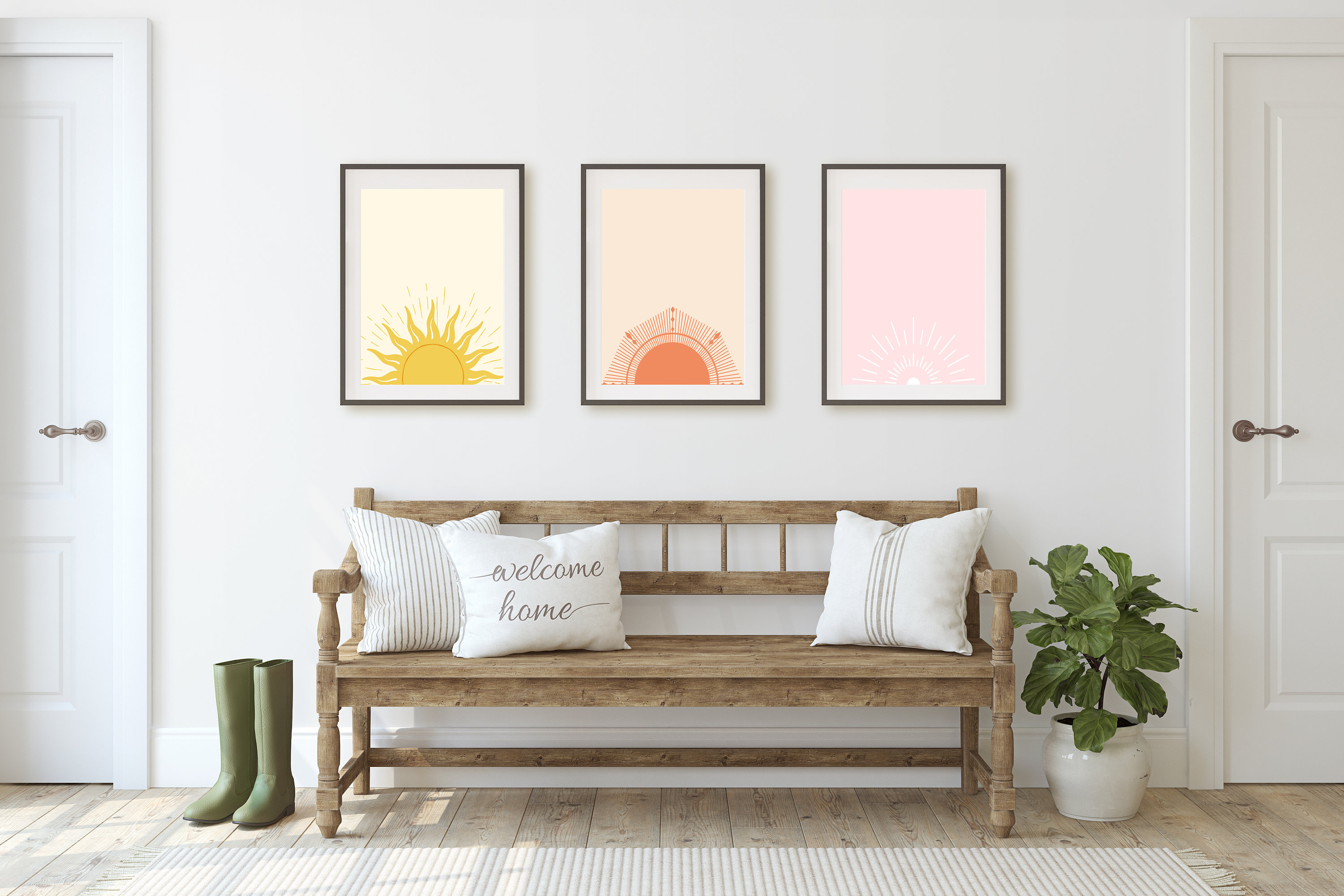 Sun Trilogy Bohemian Wall Art Prints Abstract Sun Wall Decor - Etsy