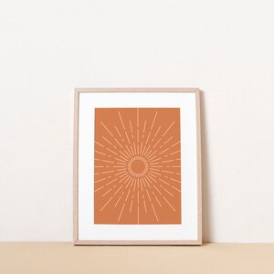 Burnt Orange Sunburst Art Print, Abstract Terra Sunburst Wall Art, Minimalist Terracotta Poster, Earthy Wall Print, Poster, DIGITAL DOWNLOAD image 4