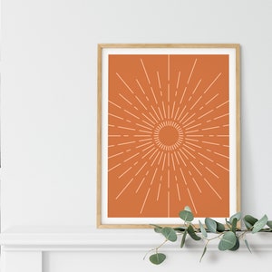 Burnt Orange Sunburst Art Print, Abstract Terra Sunburst Wall Art, Minimalist Terracotta Poster, Earthy Wall Print, Poster, DIGITAL DOWNLOAD image 8