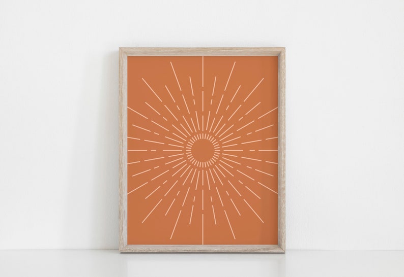 Burnt Orange Sunburst Art Print, Abstract Terra Sunburst Wall Art, Minimalist Terracotta Poster, Earthy Wall Print, Poster, DIGITAL DOWNLOAD image 3