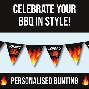 Personalised BBQ Garden Party Bunting 5 or 10 meter | birthday party, garden accessories, BBQ