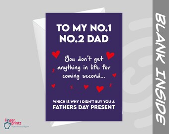 Fathers Day Step Dad, No.1 No.2 Dad Card | best step-child, funny, dad, humour, A5