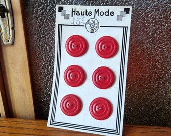 Old haberdashery - 1940s 1950s red polymer buttons
