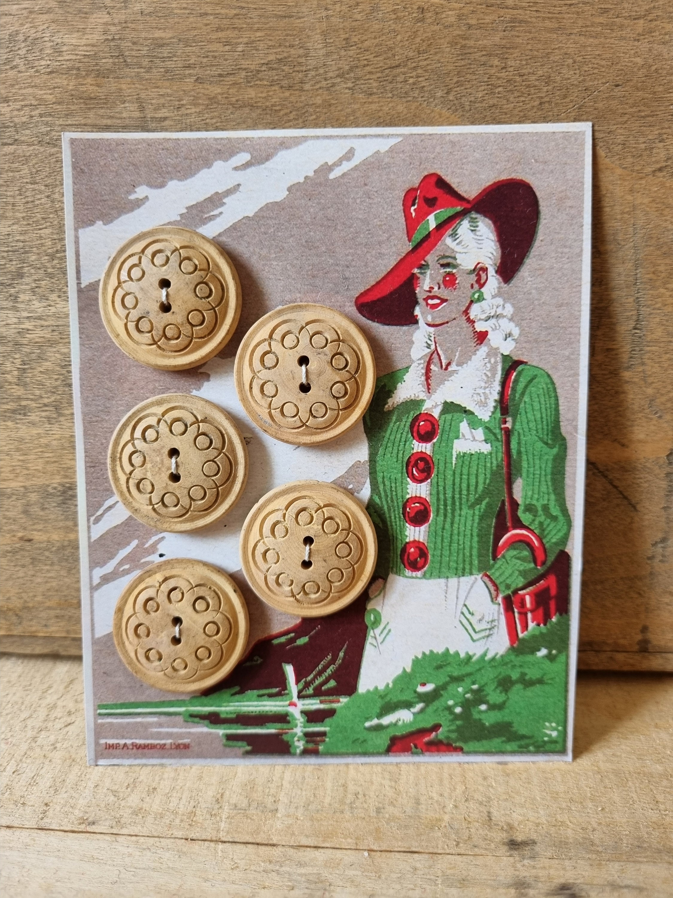 Lot De Boutons Anciens Vert - Mercerie Vintage - 2 Tailles Différentes - Occasion