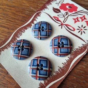 Antique Haberdashery - Magnificent 1940s Buttons in Hand-Painted Light Blue Polymer, Liberation Tricolor, French Stock