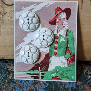 Antique Haberdashery - Superb Large White Painted Wooden Buttons from the 1940s, French Stock