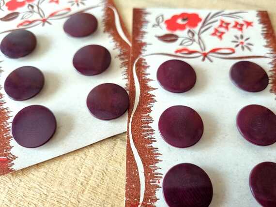 Boutons Anciens En Corozo (ivoire Végétal) - Couleur Bordeaux Et Beige - Lot De 1 à 10 Pièces - Mercerie Vintage