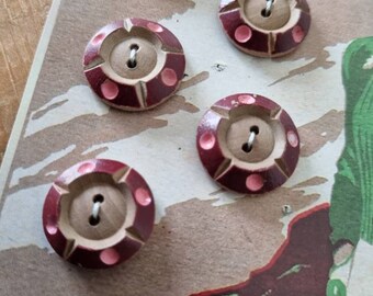 Bouton De Mercerie Ancien Couleur Bordeaux – Vintage, Datant De 1967, Lot De 1 à 10 Pièces