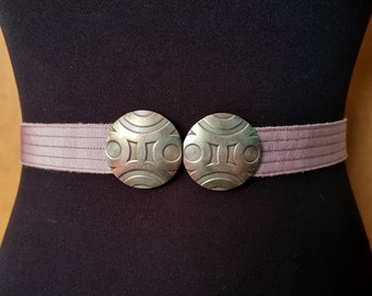 Khaki Green & Light Gray Braided Vintage Belt With Large  display picture 1
