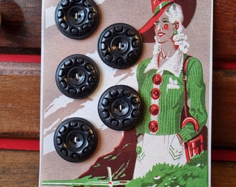 Bouton Vintage Vert Et Transparent - Mercerie Ancienne, Lot De 1 à 10 Pièces, Occasion