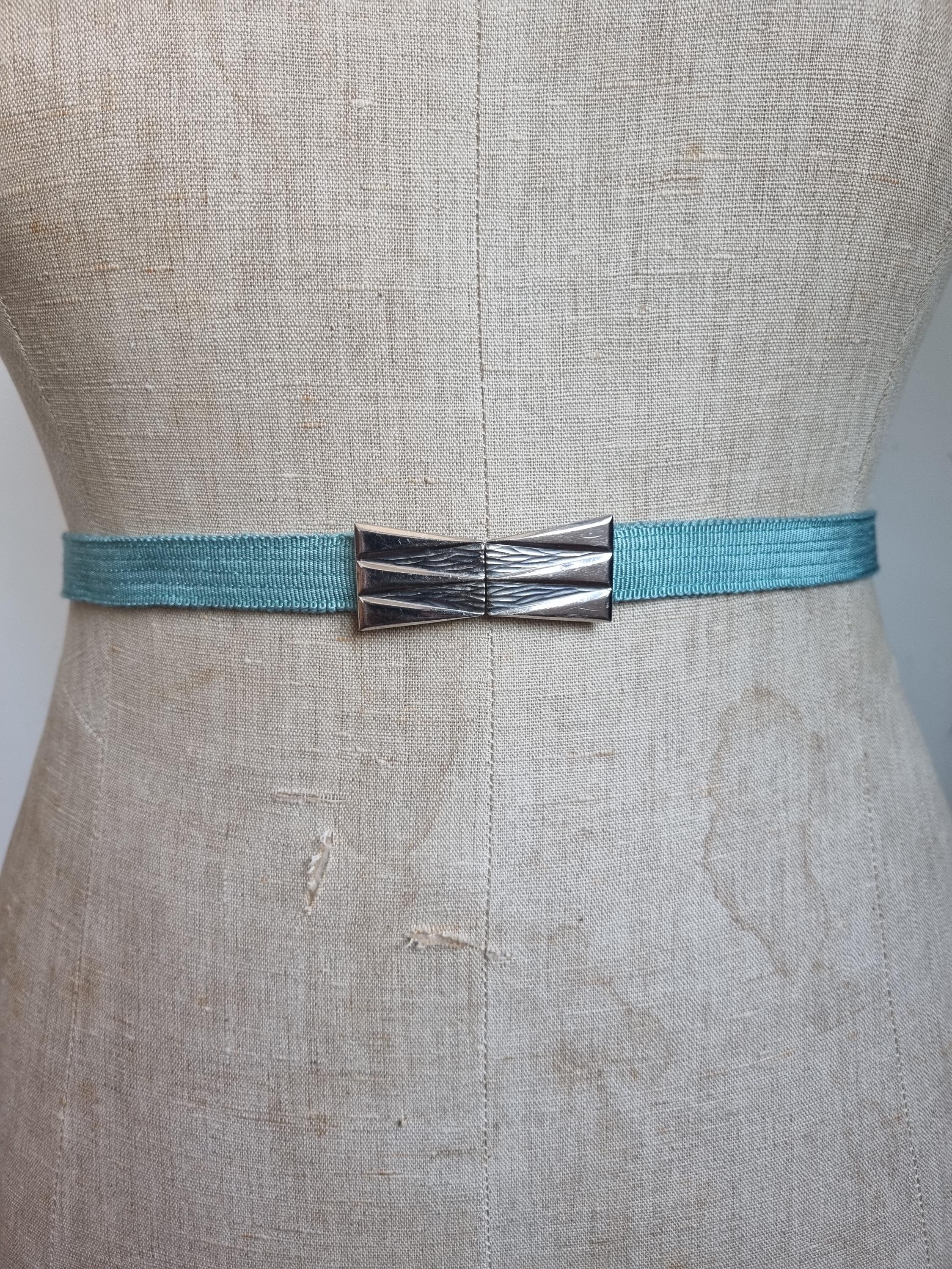 Unique Model - 1930s 1940s Style Belt, Made in France - Sea  display picture 2