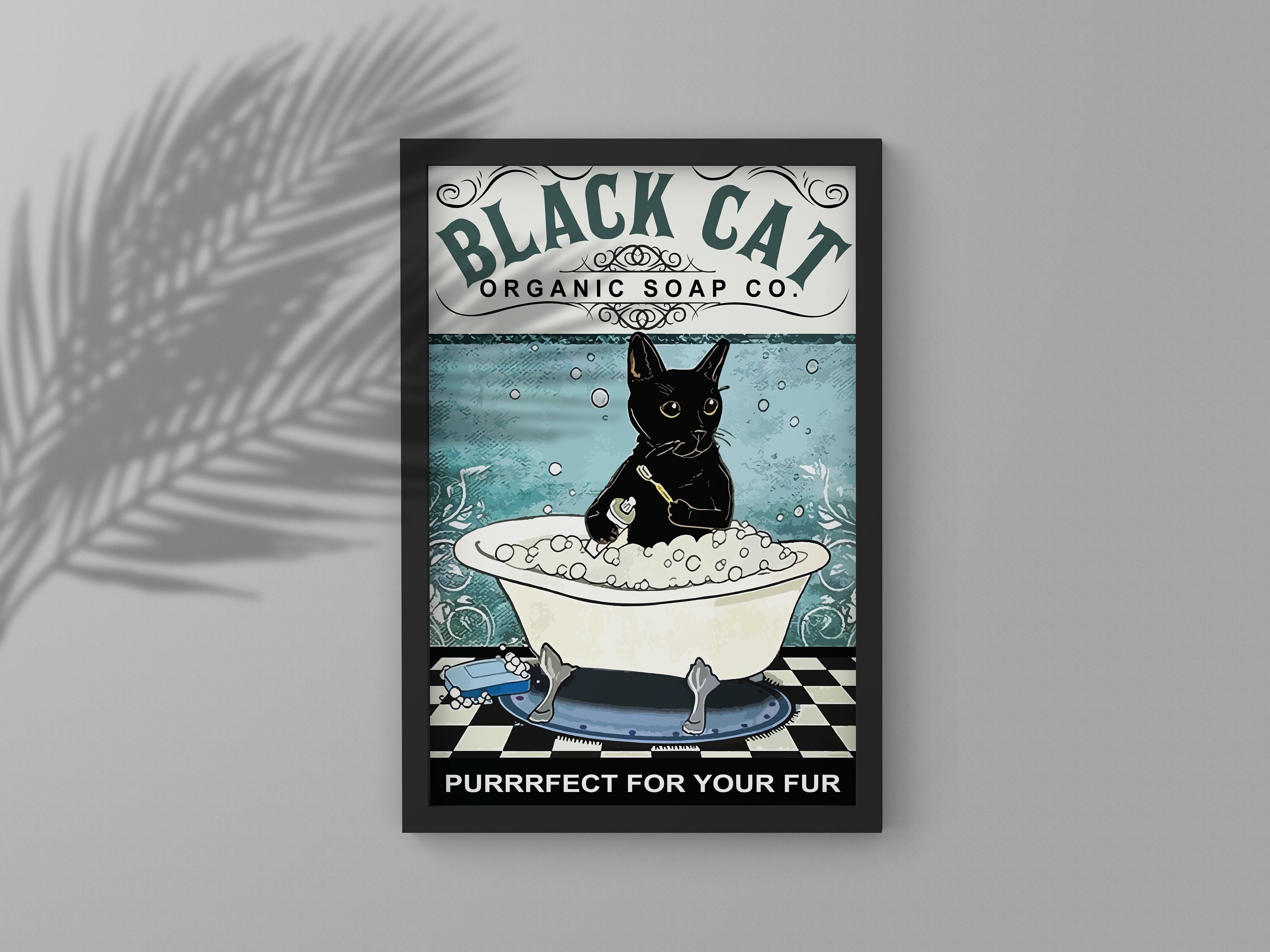 Vintage Bathroom Black Cat Print Black Cat Original Soap Etsy