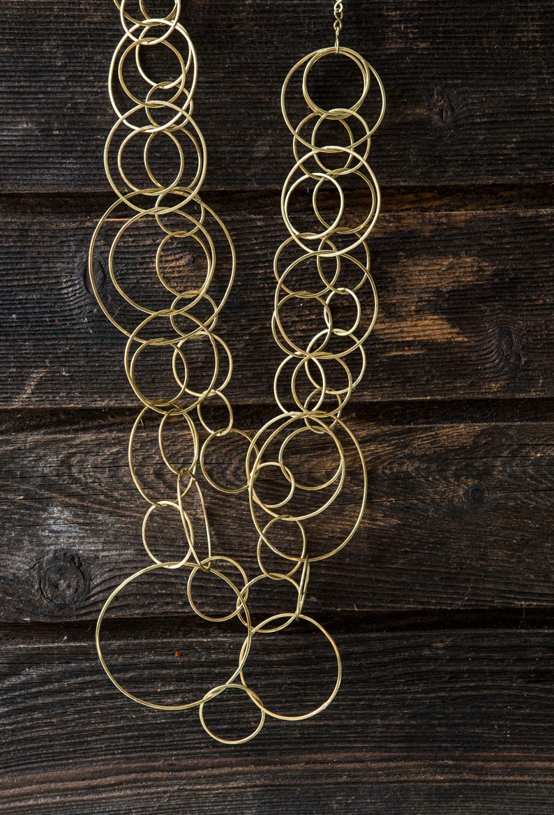 bohochic 3 laps handmade product unique piece handmade Bossanova brass necklace
