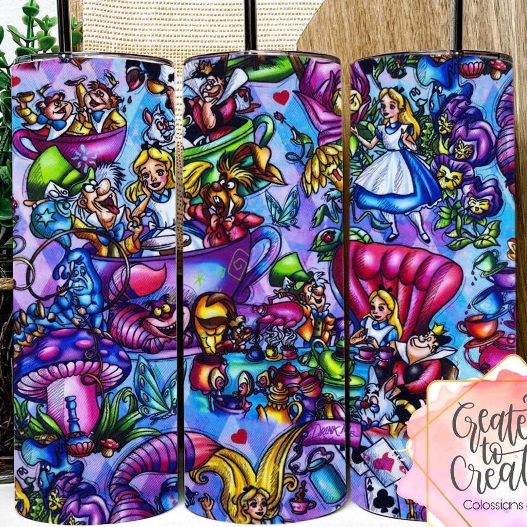 Alice in Wonderland Tumbler/custom Coffee Cup/talking Flowers