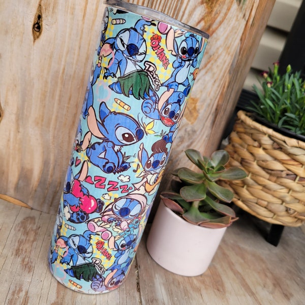 Lilo and stitch tumbler/sublimation/skinny/20oz resuable coffee cup/personalized/gifts for her/bridesmaid gifts/cold cup/character cup