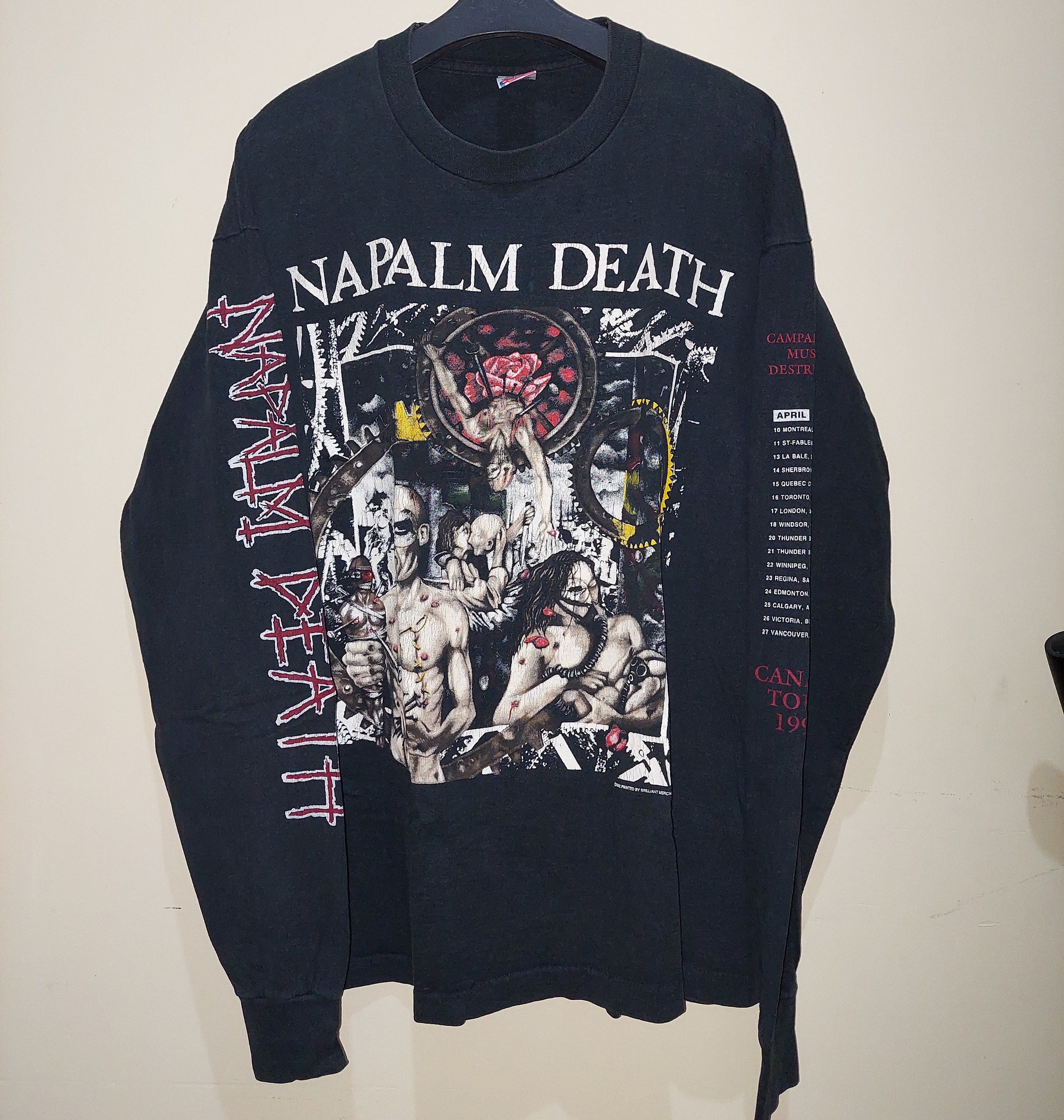 Napalm Death Canada 1993 Vintage Rare LS Brutal Truth Carcass - Etsy