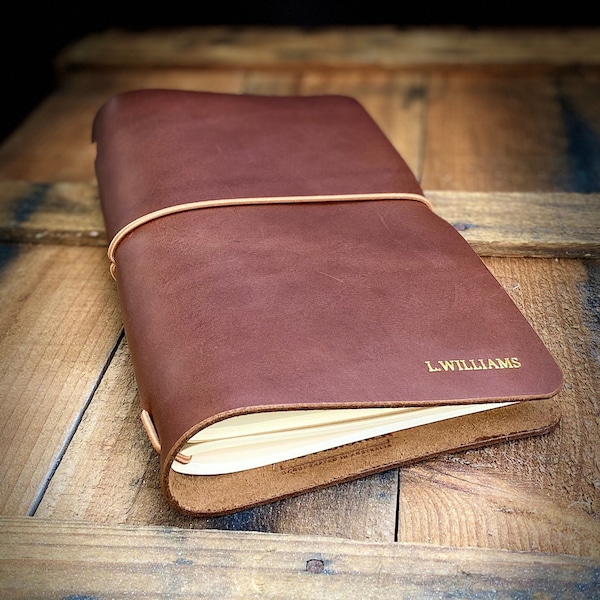 No.9 A5 Custom Leather Journal. Handmade Leather Diary, Notebook. 100% Full Grain Leather. Customised. A Great Gift.